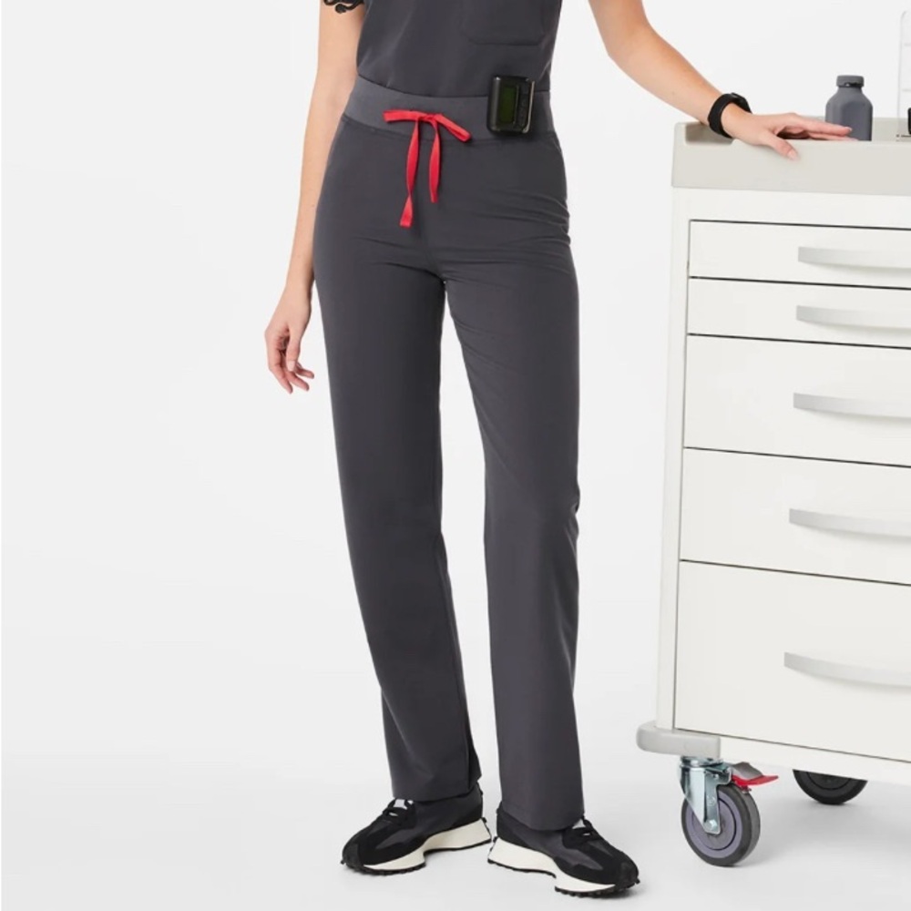 Figs Women's Charcoal Pants with Red Accent